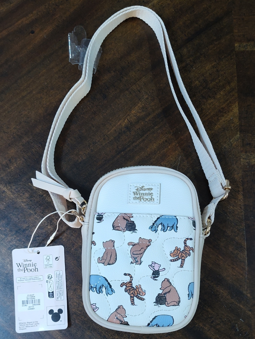 Disney Winnie the Pooh Crossbody Bag - Cream with Multicolor Character Print